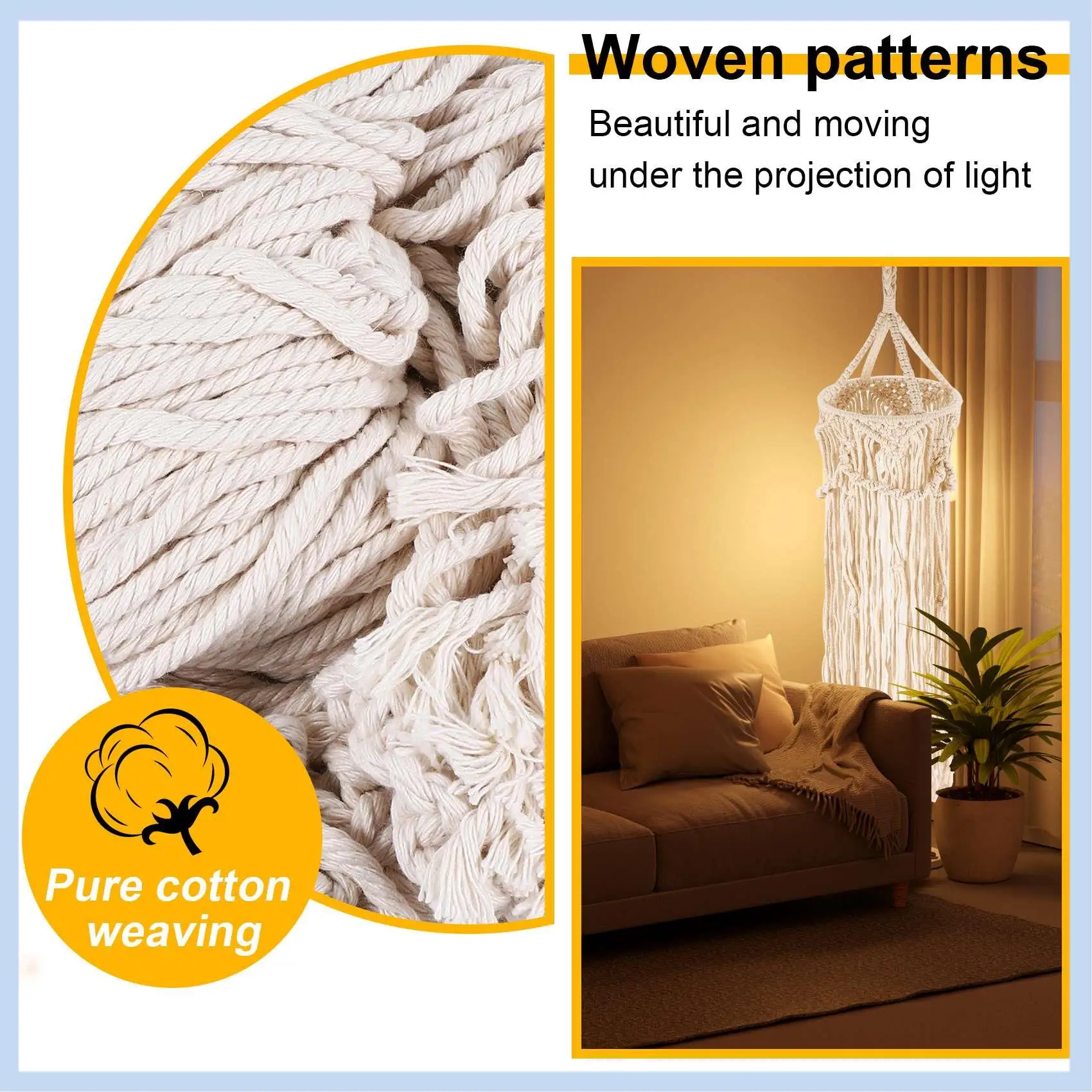 MLGB-Chandelier Boho Decor Hand-Woven Charm Macrame Wall Hanging Creative Home Bunk Home Decoration Lamp Shade Mandala
