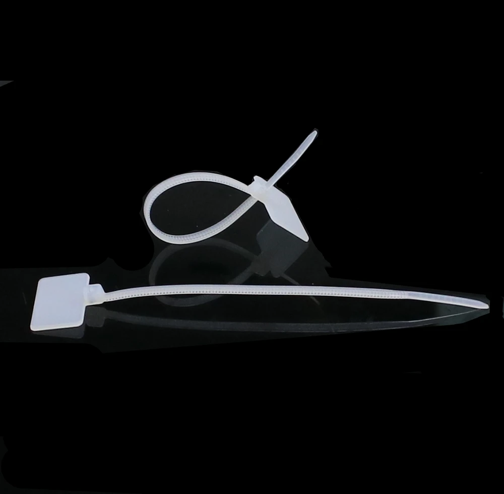 100pcs White Plastic Nylon Mark Tags Label Sticker Cable Zip Ties 2.5mm x 100mm