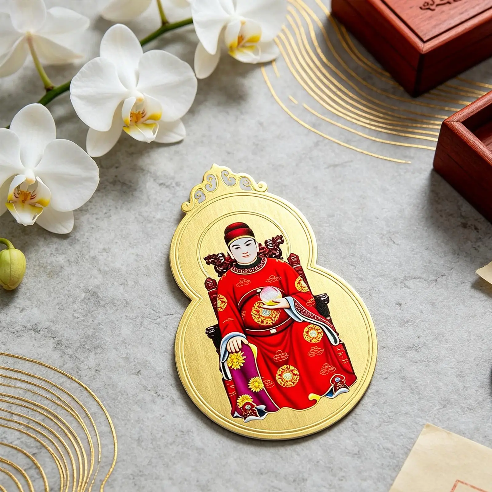 2027 Gourd Shape Year Of The Sheep Keepsake Chinese New Year Fortune Card New Tai Sui Card For Women Men Spiritual Seekers