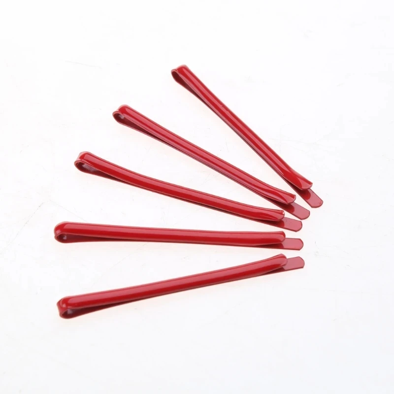 5pcs/set Red Hair Clip Bobby Pins BAngs Clips Flat Style Headwear For Girl Women Non Slip Hair Styling PartySlip Hair Styling Pa