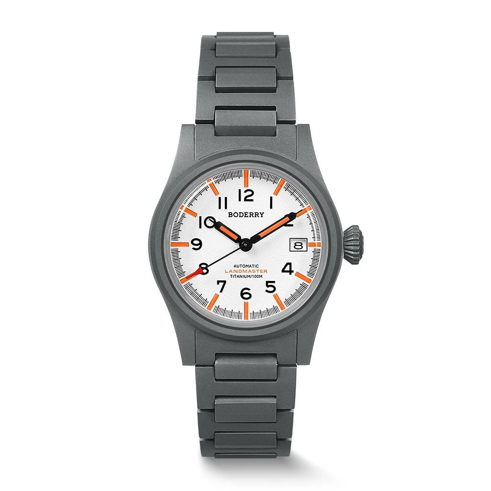 BODERRY Мужские автоматические часы 38 мм Pliot Титановые механические наручные часы для дайвера 100 м Водонепроницаемые купольные сапфировые светящиеся NH35