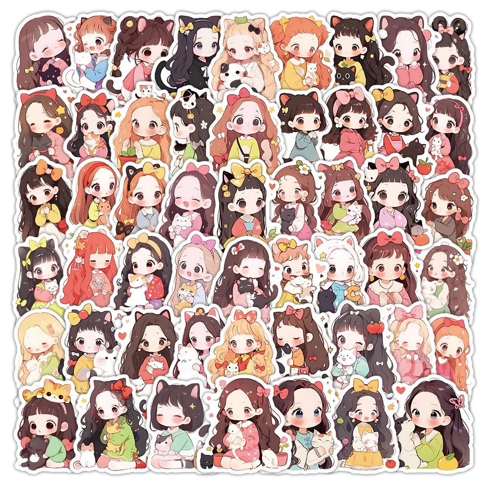 

10/35/70PCS Cartoon Fun Cute Little Girl Stickers Creative Doodle Decals Toy Gifts for Notebook Scrapbook Glasses Box Desk