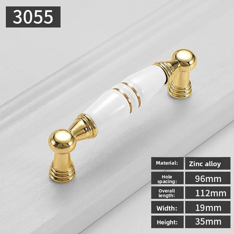 European‑Style Golden Ceramic Single‑Hole Cabinet Knob Zinc Alloy Pull Handle Drawer Cupboard Wardrobe Furniture Hardware
