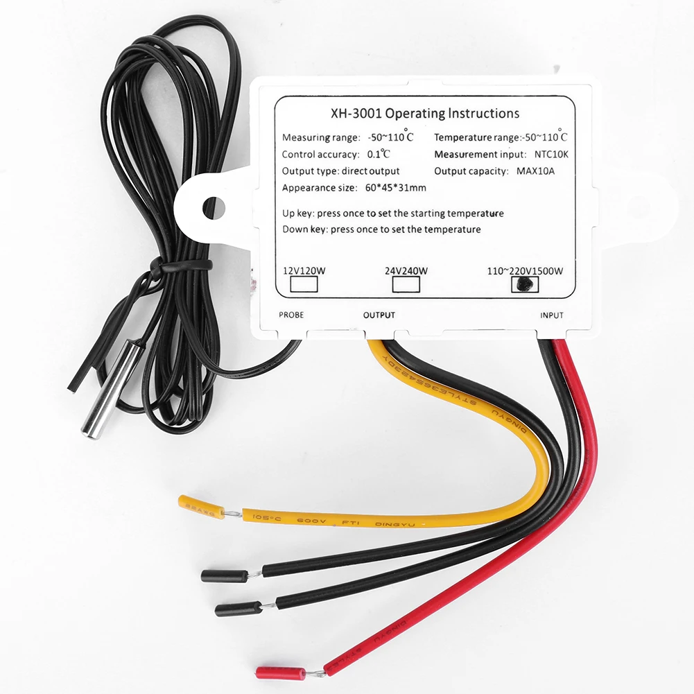 XH-W3001 12V 24V 110-220V/220V Digital Temperature Controller Microcomputer Switch Thermostat Regulator NTC Sensor Thermoregulat