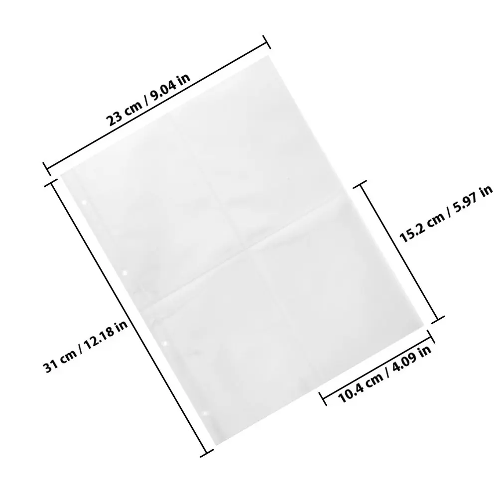 20Sheets A4 Clear Photo Album Pages PP Material Photo Sleeve Protectors for Postcards Coupons Collectibles Easy Viewing