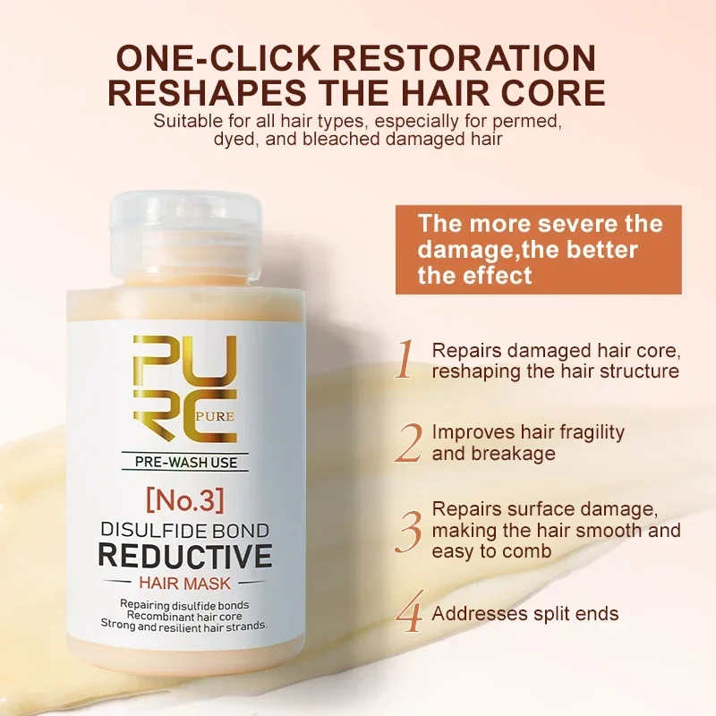 PURC Leave-In Hair Conditioner & Disulfide Bond Reductive Hair Mask Set Smoothing Repair Damaged Split Ends Hair Care