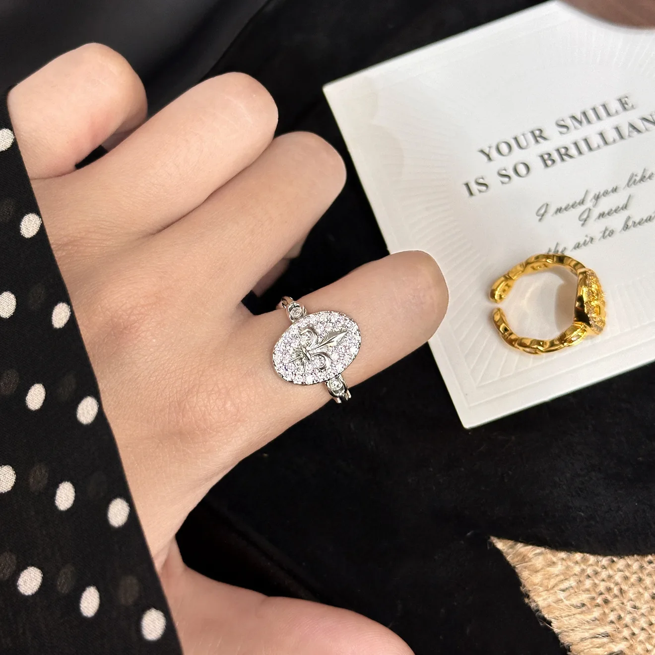 خاتم بلوم رومانسي قابل للتعديل للنساء، مجوهرات أنيقة مستوحاة من الطراز القديم، خاتم مكدس بسيط ورائع #2