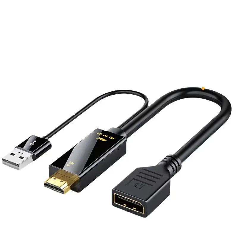 كابل محول نشط عالي السرعة 4k @ 60 هرتز HDMI ذكر إلى Displayport أنثى مع طاقة USB لأجهزة الكمبيوتر المحمول