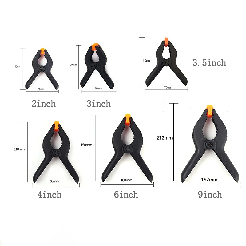2/3/4/6/9-Zoll-Klemmen für die Holzbearbeitung, Nylon-A-Klemme, 5 Stück, Federklemme, Handwerkzeuge und Zubehör. – Detail 3