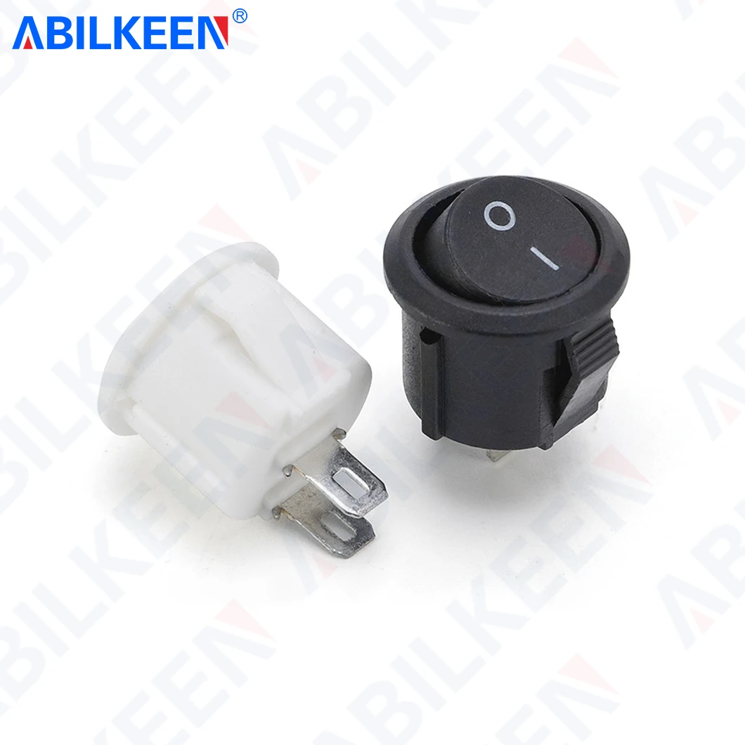 100PCS/Lot ABILKEEN Factory Supply KCD1-101-5 ON-OFF Rocker Toggles Switch Dia20MM Round Shape Plastic Rocker Switch