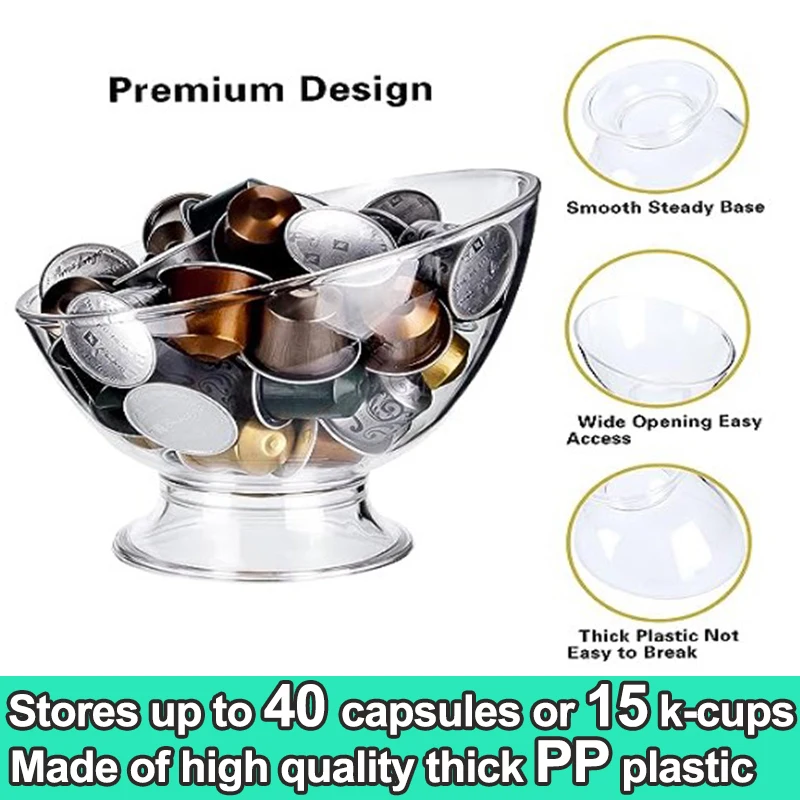 Coffee Capsule Holder for Nespresso Capsule Holder Transparent for K Cup Bar Tabletop Storage Creativity Coffeeware Salad Bowl