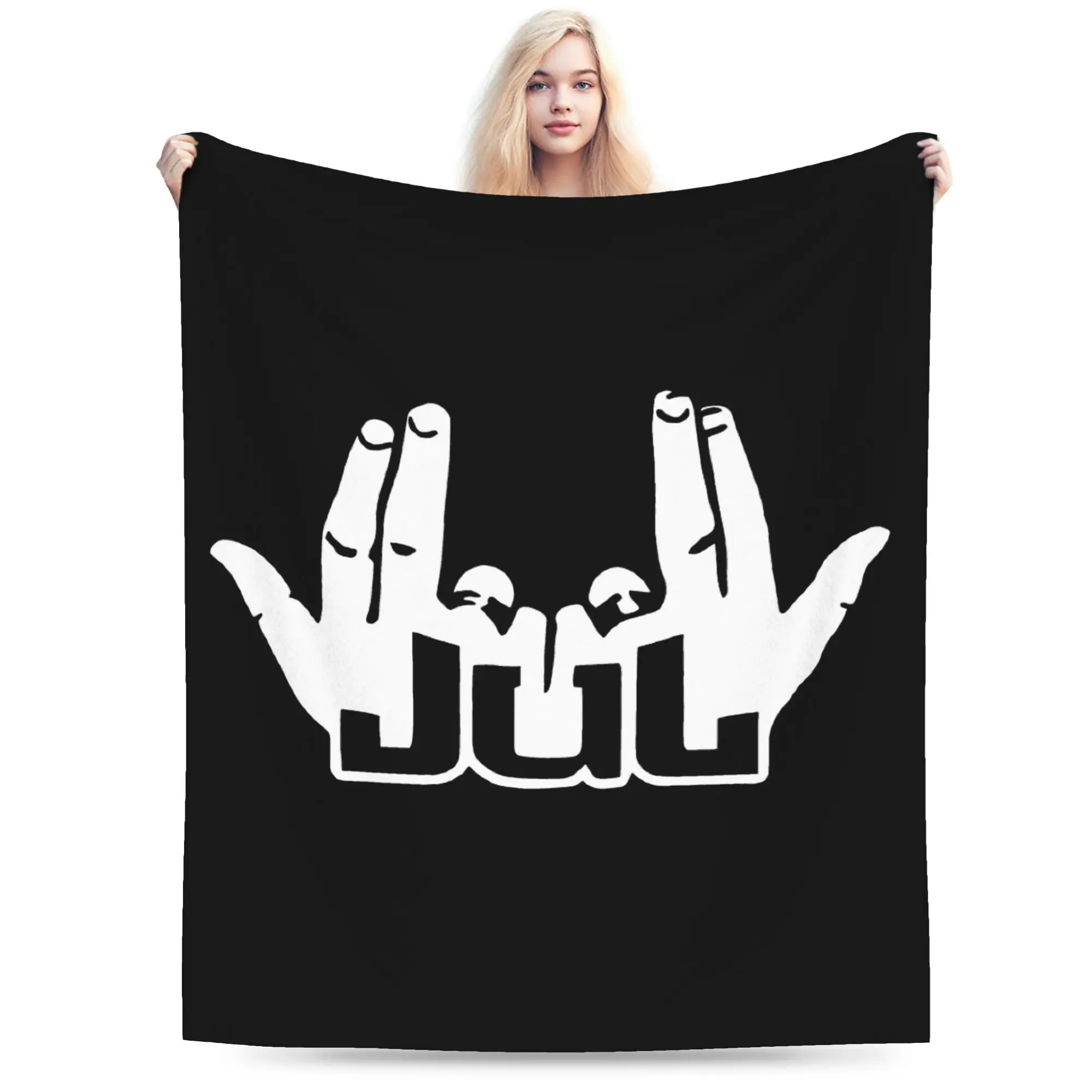 Custom Jul Gesture  Blanket Warm Fleece Soft Flannel Rapper Music Throw Blankets for Bed Sofa Travel Spring