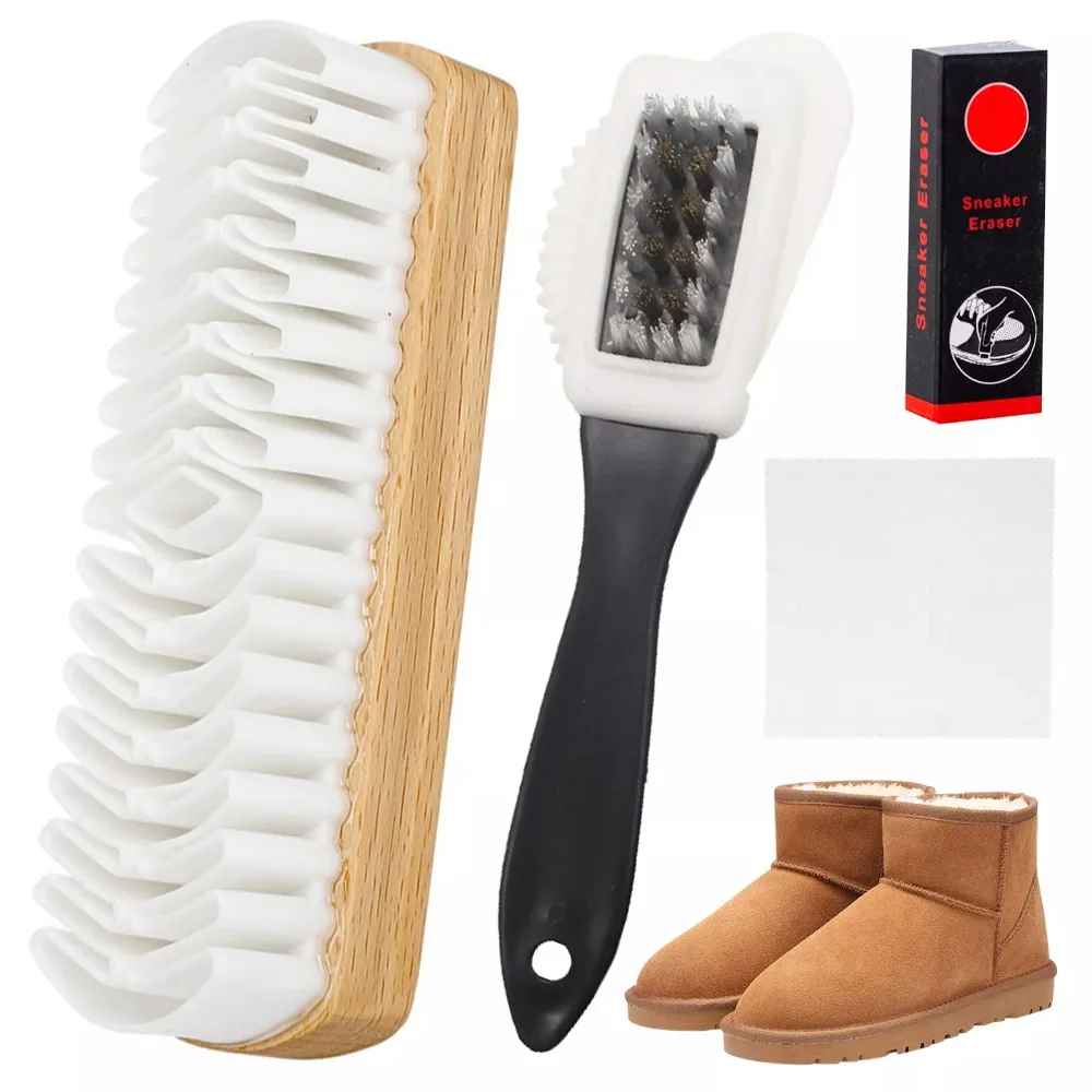 

4 шт./компл., набор замшевых кистей для удаления пятен с ластиком, инструмент для чистки, набор кистей из нубука для домашнего использования, ткань для чистки обуви