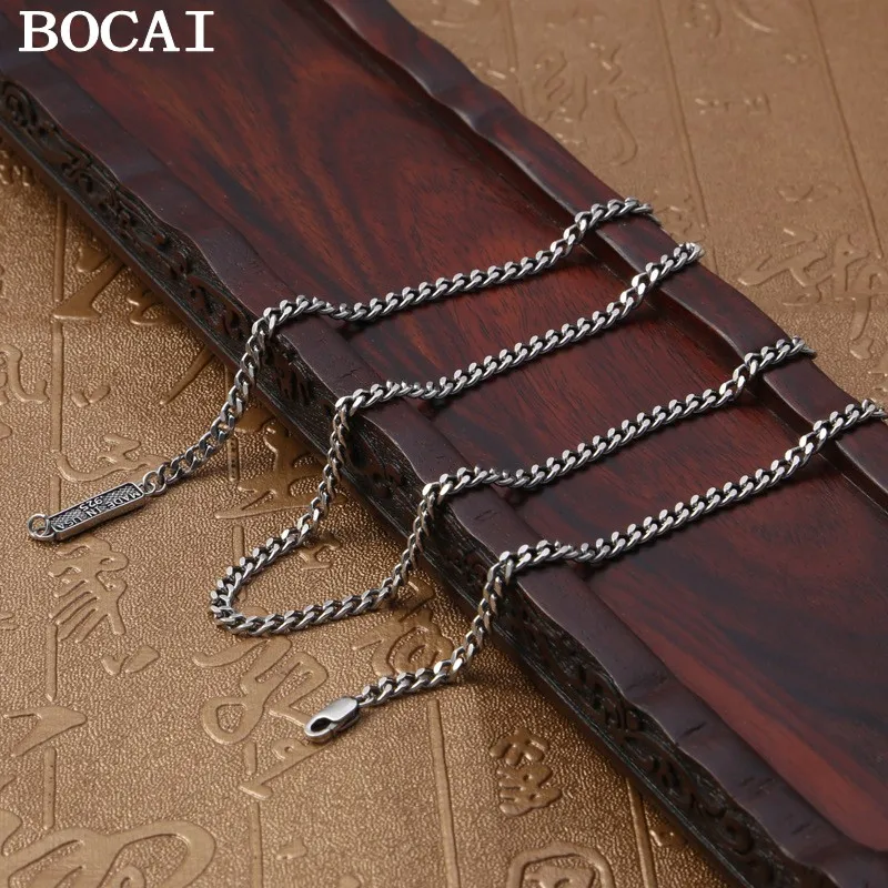 

BOCAI NEW S925 Silver Personality Retro Classic Popular Simple Letters Men's and Women's Trendy Necklace