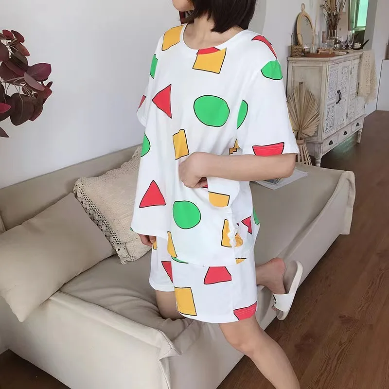 2pcs Crayon Shin Chan Home Furnishing Set Pajama Anime Women\'s Cute Pajama Set Summer Comfortable Home Furnishing Set Girl Gift