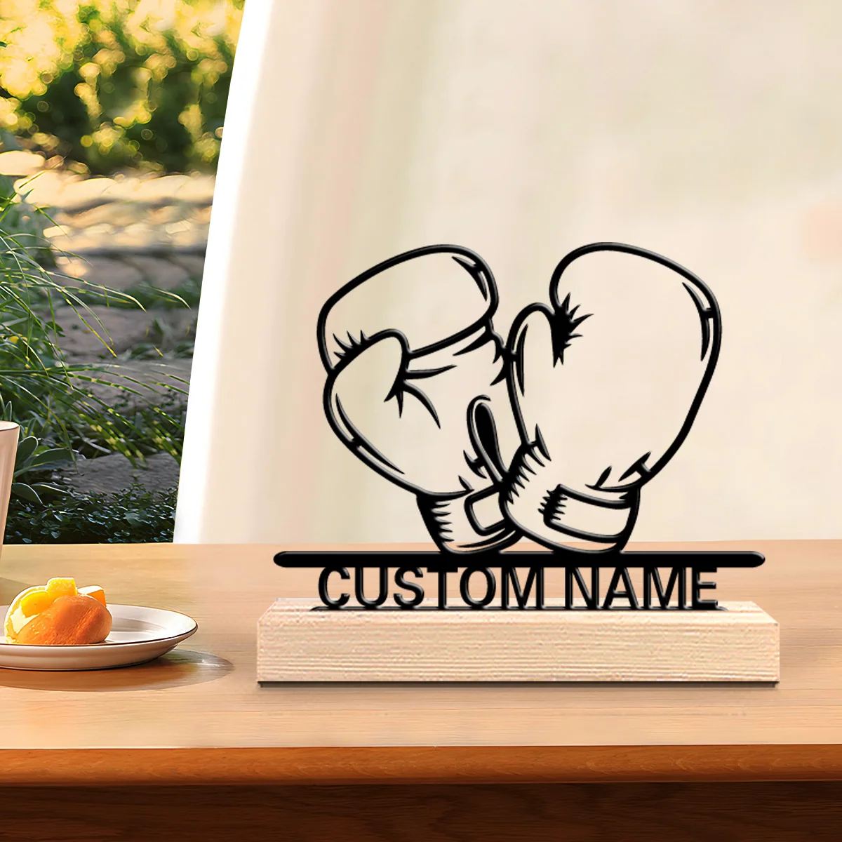 1 Stück Stilvolle Personalisierte Boxhandschuh-Metallstatue Metallkunst Geeignet für Büros Schlafzimmer Jubiläen Geschenke für Männer