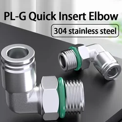 10Pcs PL G Thread 304 Stainless Steel Joint Pneumatic Quick Fitting Elbow Male Thread 1/8