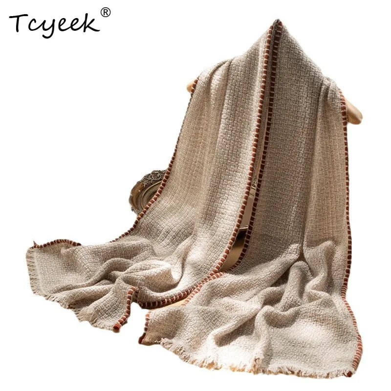 

Tcyeek, 100%Pure Cashmere Elegant Scarf, Unisex Thick Tassels, Soft Fashion Warm Long Shawl Scarf, 2024 Autumn Winter A47904QC