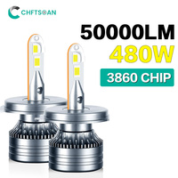 Chftsoan H1 H4 H7 Led Headlight 360° Headlight Canbus Bulb 480W 50000LM Super Bright 6000K Auto Turbo Headlamp Fog Light 10-32V