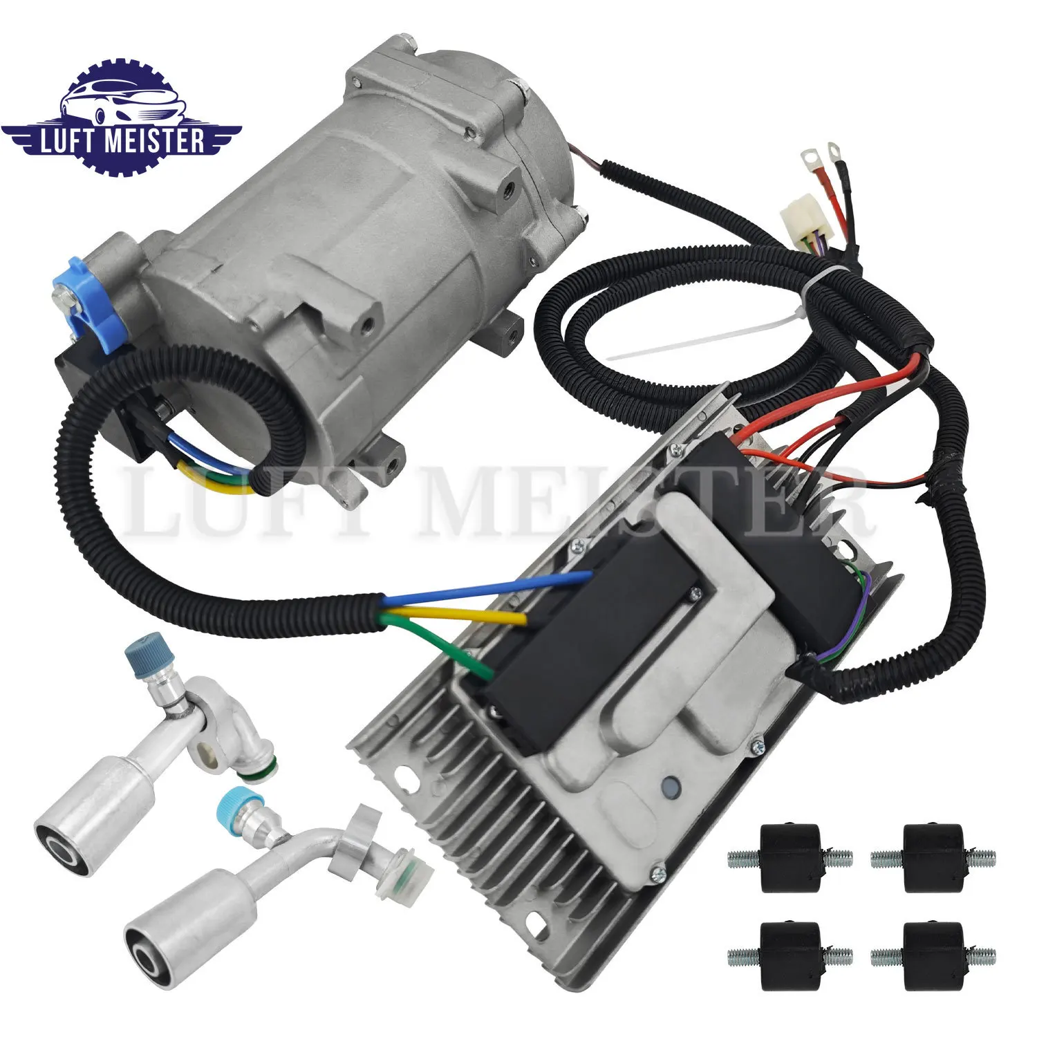 

Universal AC Electric Compressor 200cc/r Air Contioner for 12v Auto for R134A w/ Straight Fittings