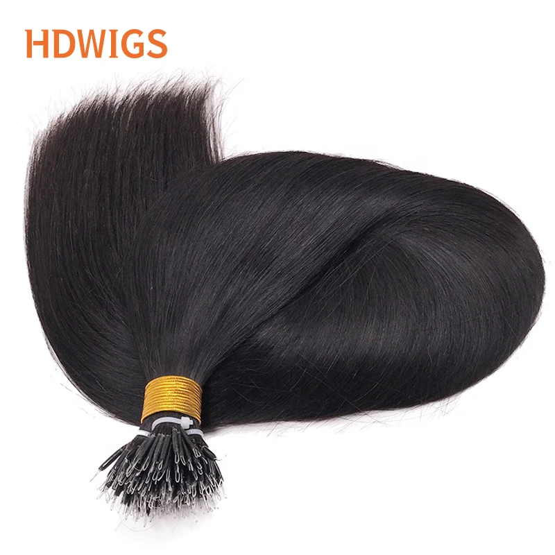 Straight Nano Ring Human Hair Extension 50pcs HDWIGS Brazilian Human Remy Hair Extensions Microlink Capsule Keratin Fusion Hair