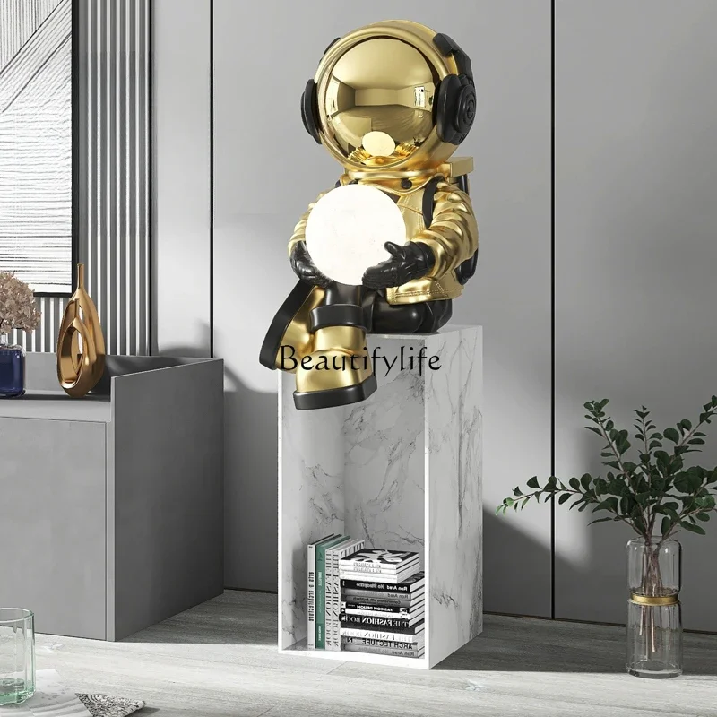 yj21 Astronaut living room ornament, large floor-to-ceiling home jewelry, luminous marble storage