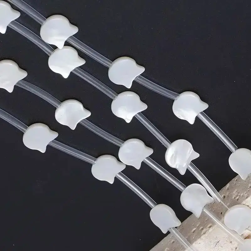 

10pcs White And Black Colors 10x10mm Natural Shell Beads Cat Head Shaped For Choice For DIY Jewelry Necklaces