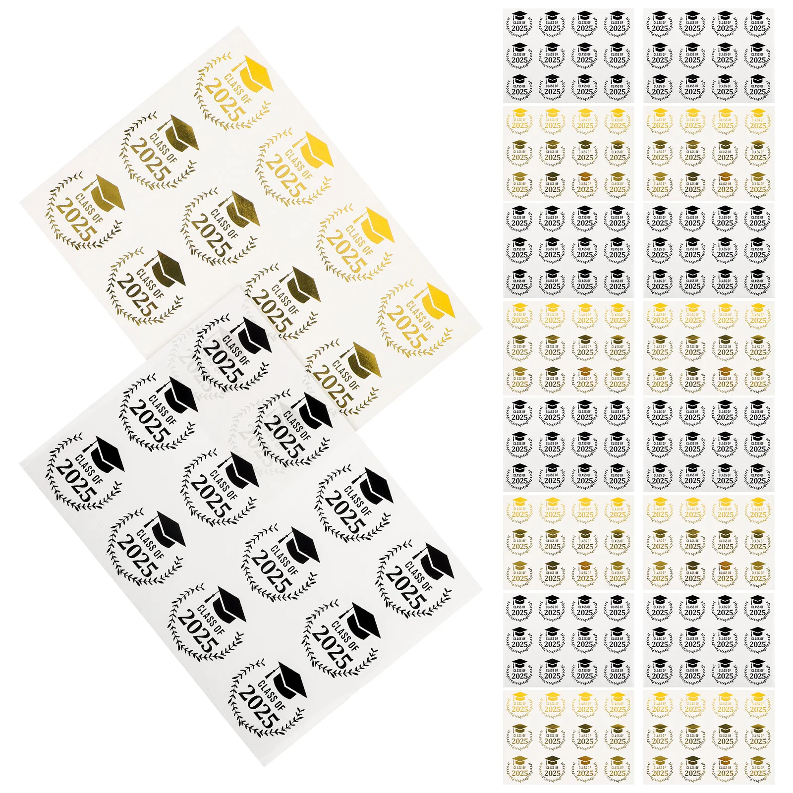 

20 Sheets Graduation Cap Stickers 2025 Gold Foil Adhesive Graduation Invitations Cards Envelopes Party Decorations
