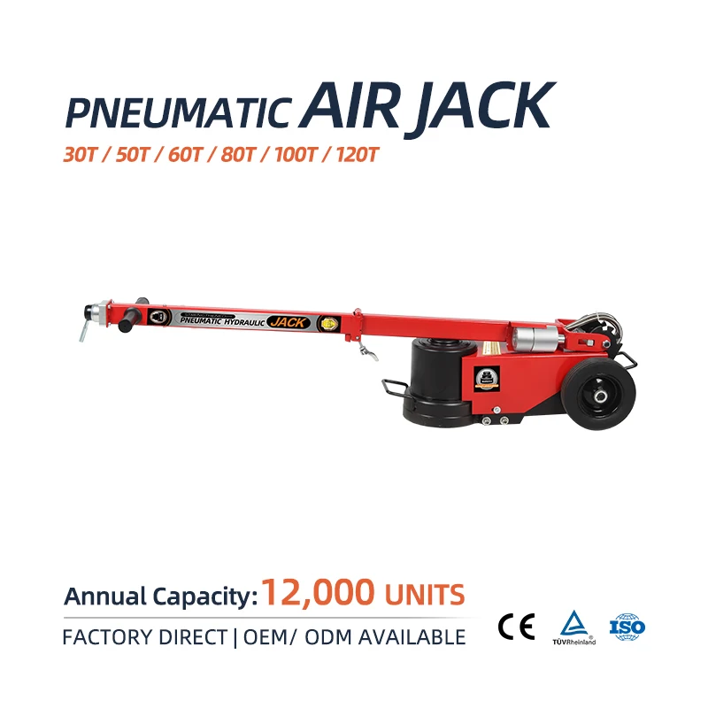 40ton/80ton Long Arm Truck Repair Tools Pneumatic Hydraulic air Floor Jack Chrome
