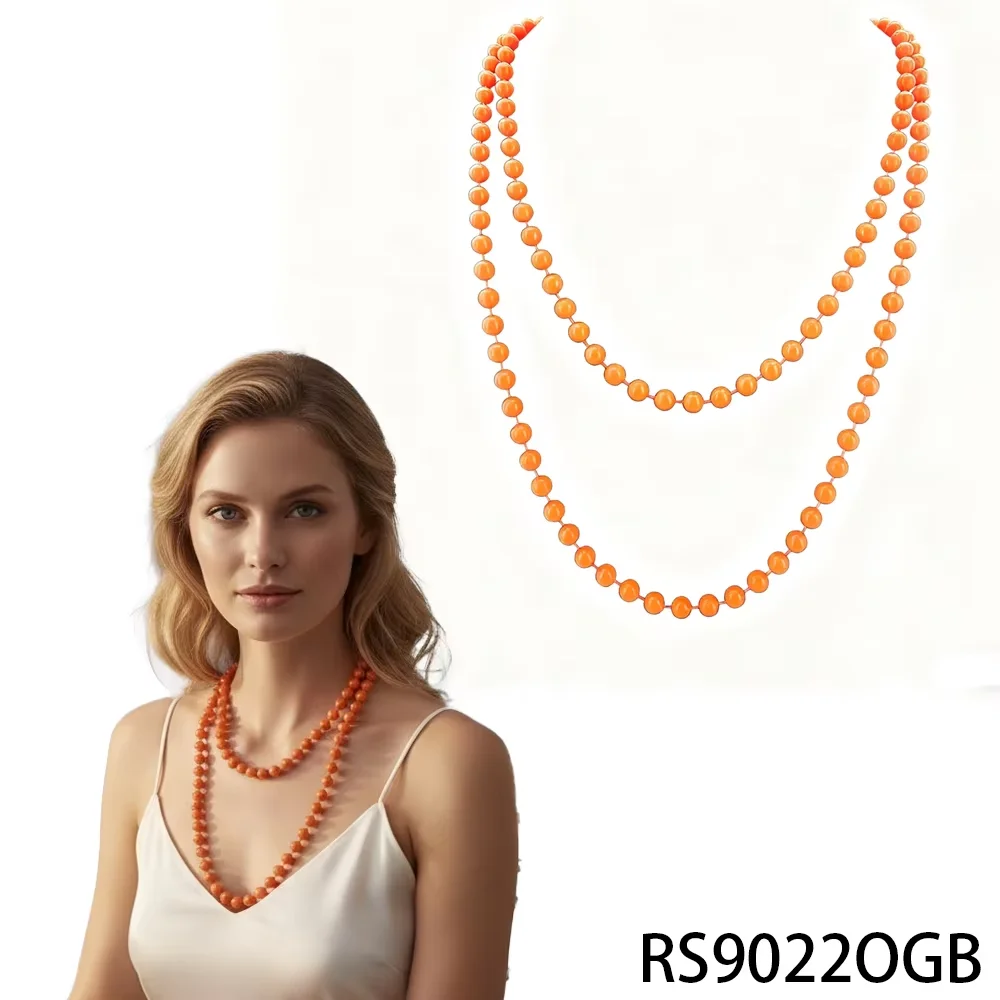 

PESENAR 80s Retro Orange Bead Necklace - Bold VintageStatement Piece for 80s-Themed Events and Nostalgic Fashion Enthusiasts