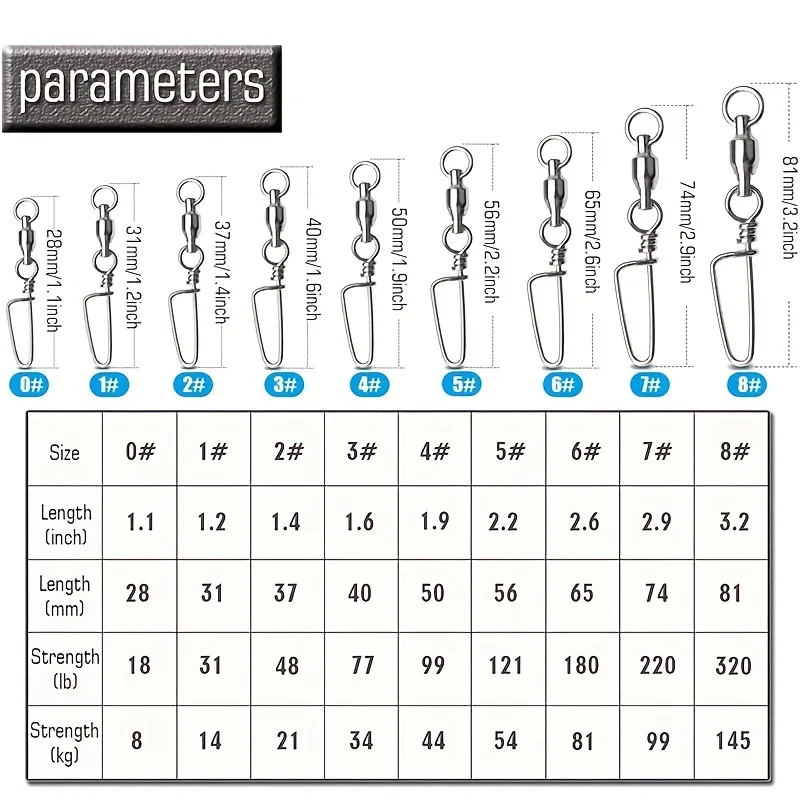 10 قطع من أدوات الصيد المتينة المصنوعة من الفولاذ المقاوم للصدأ - محمل كروي عالي القوة لصيد الأسماك في المياه المالحة والمياه العذبة