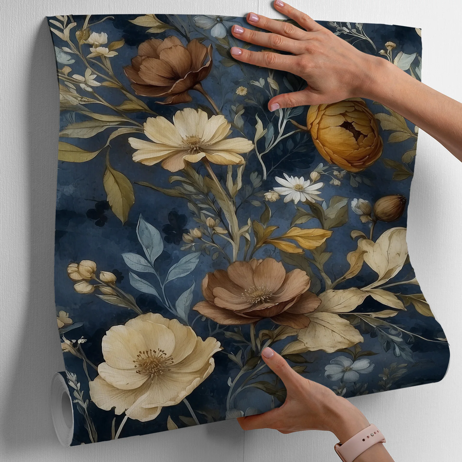 

Обои в стиле бохо с цветочным рисунком, самоклеящиеся обои в виде листьев, ретро настенный декор, винтажная ботаническая съемная контактная бумага