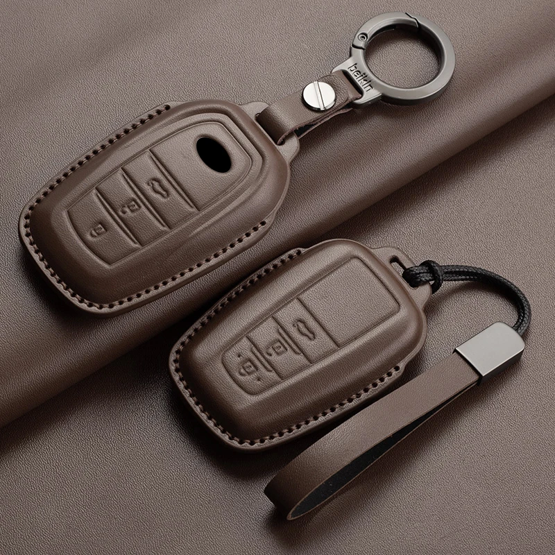 

Leather Car Key Case Cover For Toyota Corolla Camry RAV4 CHR C-HR Hilux Prius Land Cruiser Prado Car Key Protector Accessories