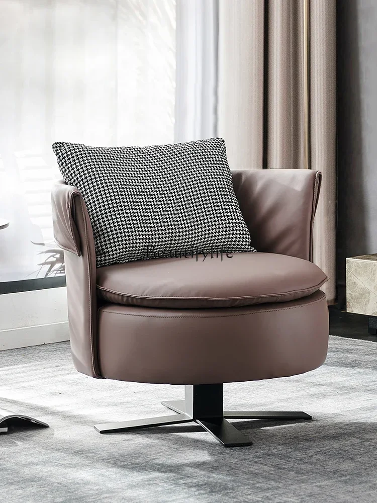 

01Italian leisure rotating chair designer small apartment living room bedroom single sofa round chair