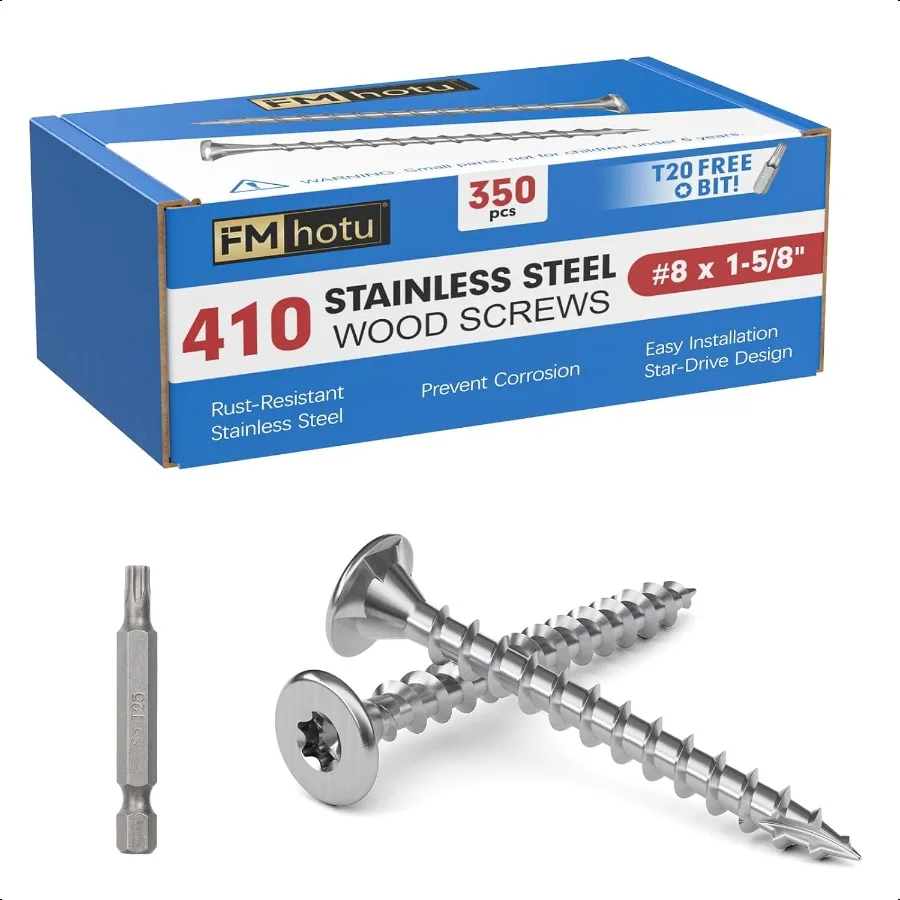 

8 × 15 8 410 Винты для палубы из нержавеющей стали 350 шт. Винты по дереву T20 Star Bit