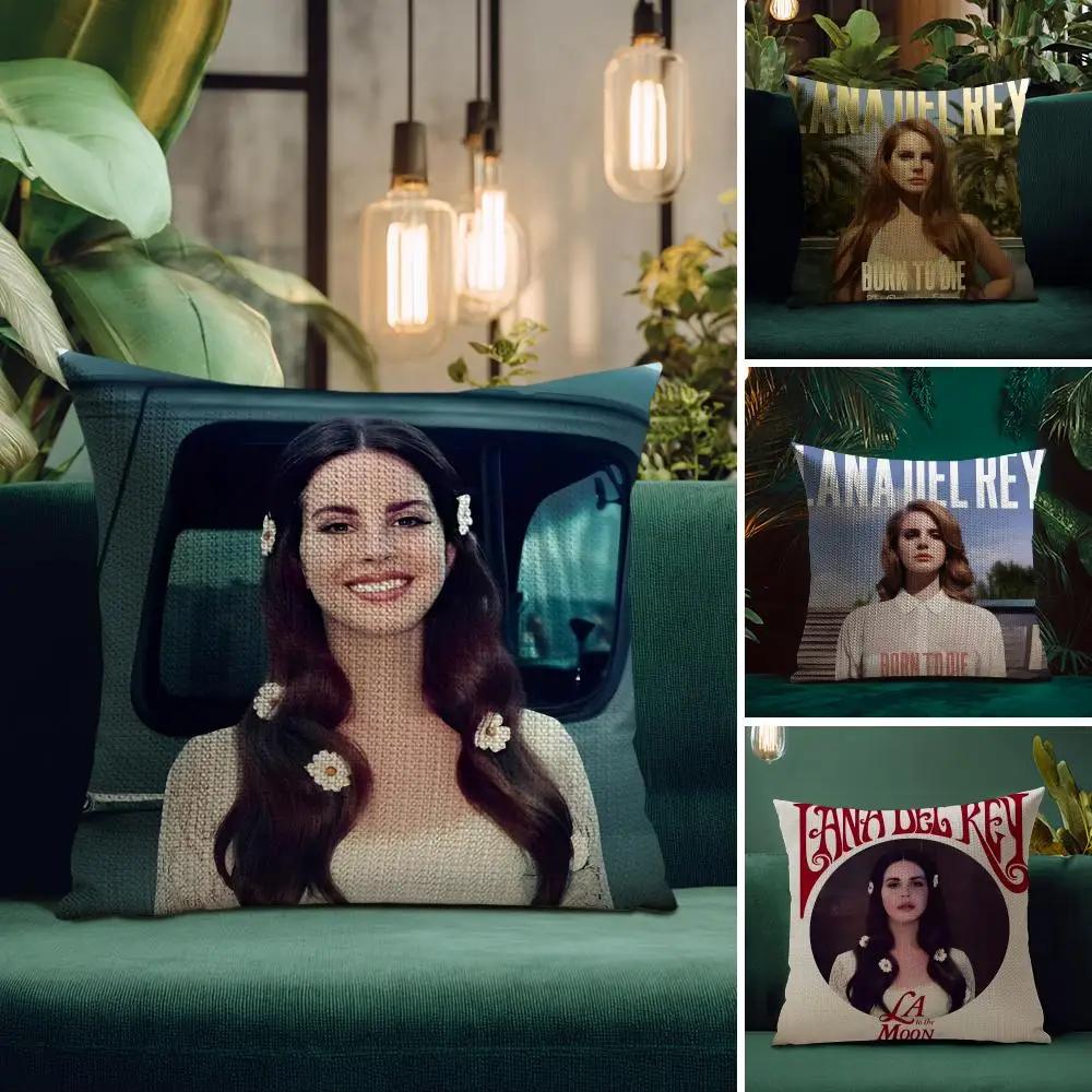 Singer L-Lana del rey Cushion Cover Natural Linen Pillow Case Double-Sided Print Decorative Sofa Pillowcase Home Decor Gift