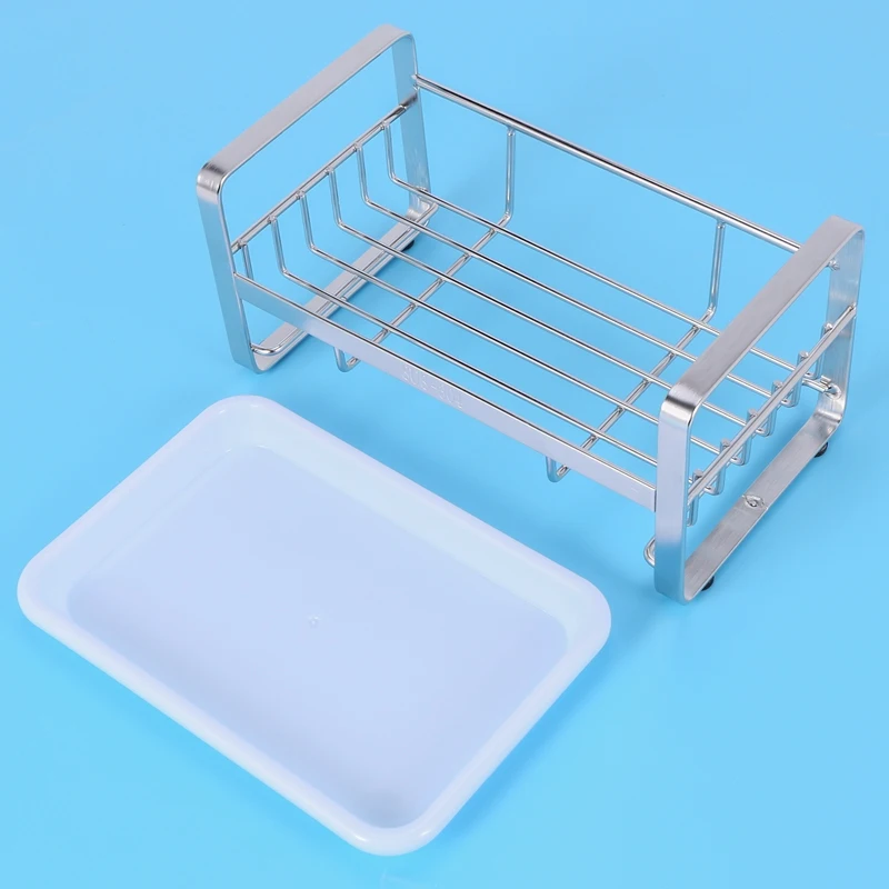 حامل صابون وإسفنج من الفولاذ المقاوم للصدأ لحوض المطبخ ، منظم صينية العلبة