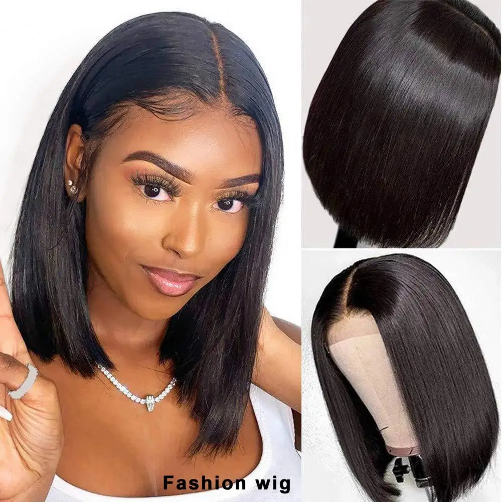 Bob Short Straight Wigs Multi Color Natural Look Fluffy Centre-Parted Synthetic Wigs For Black Women Daily Cosplay Party Wig