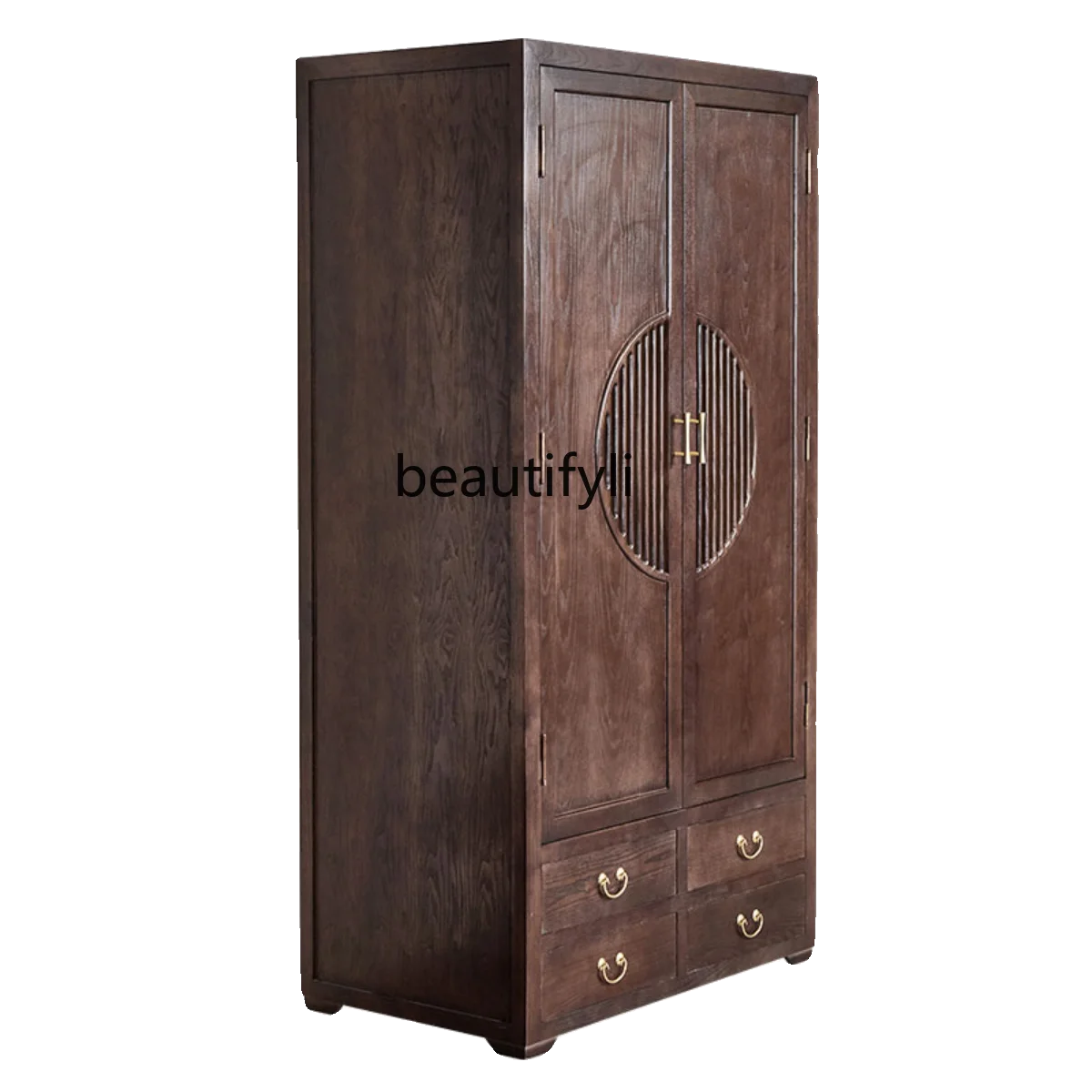 

New Chinese-style solid wood wardrobe large-capacity bedroom modern simple installation-free storage cabinet ash wood wardrobe