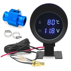 Motorcycle Temperature Gauge Water Temp Meter + 10mm Water Temperature Sensor 1/8 NPT Adapter Thermometer For Car Voltmeter