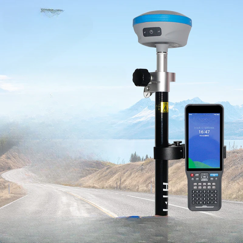 

Surveyor, high-precision GPS surveying instrument, earthwork measurement, road construction layout