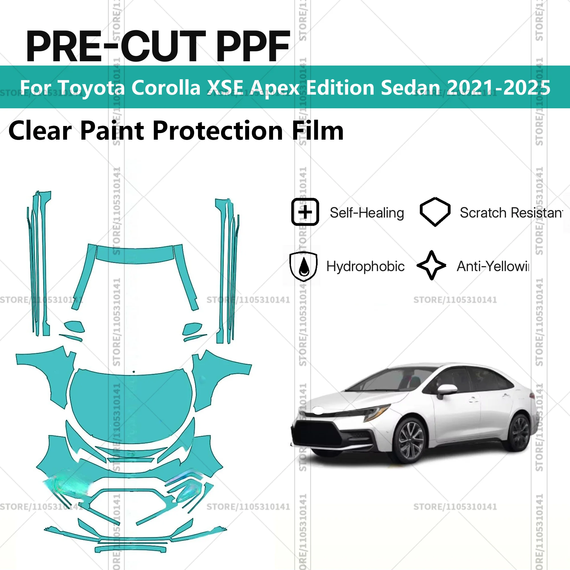 

Pre-Cut Paint Protection Film PPF Transparent Car Film Automotive PPF For Toyota Corolla XSE Apex Edition Sedan 2021-2025