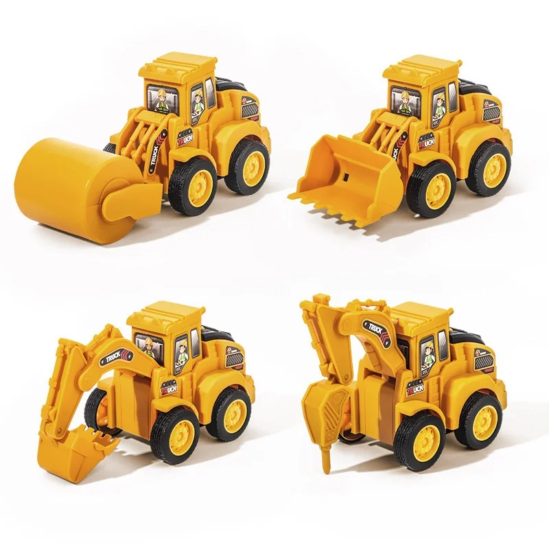 Popular Overseas Push-And-Play Construction Vehicle Toys for Ages 3 and Above, 4-Piece Set Including Excavator, Bulldozer, Road Roller, and Earth-Moving Machine, No Batteries Needed, Push-And-Play Construction Cars, Children's Realistic Pretend Play Toys, Preferred Birthday Gifts for Boys and Girls, Durable Abs Toy Cars, Beach Sand Toys, Stress-Relief Toys, Birthday Gifts, Children's Party Favors, Holiday Gifts view 5