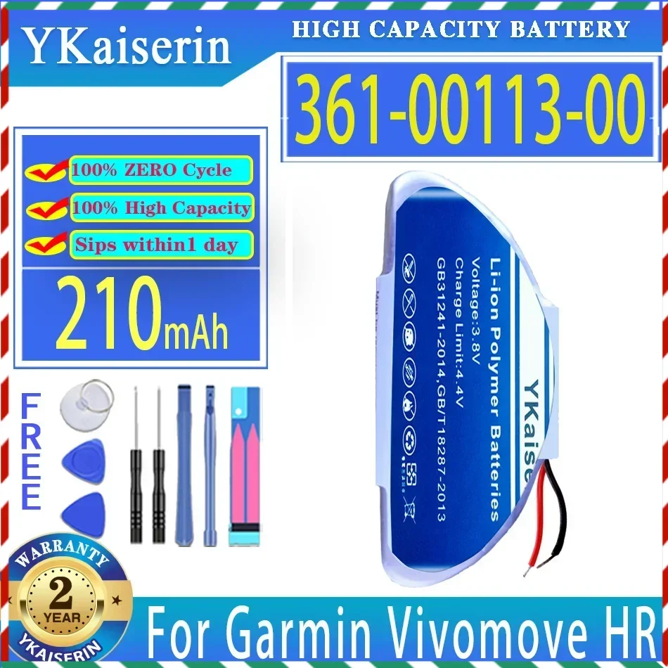 

YKaiserin 210mAh Replacement Battery 361-00113-00 For Garmin Vivomove HR