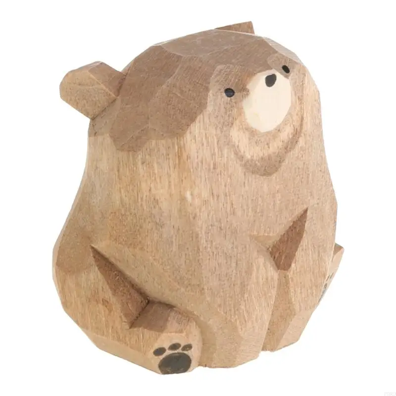 رسم كاريكاتوري لطيف حيوان صغير للحيوانات الحزينة الخشبية المصنوعة يدويًا قطة/كلب/دب/ثعالب/ديكور أرنب/حوت