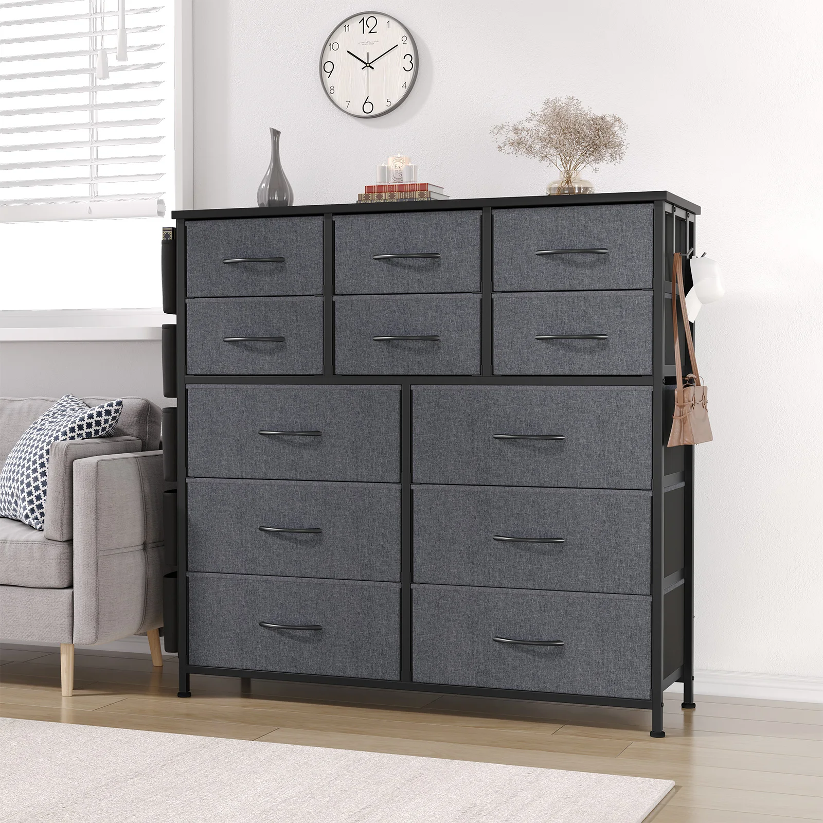 Dresser for Bedroom with 12 Drawer Dressers Chests of Drawers for Hallway Storage Organizer Unit with Fabric Sturdy Metal Frame