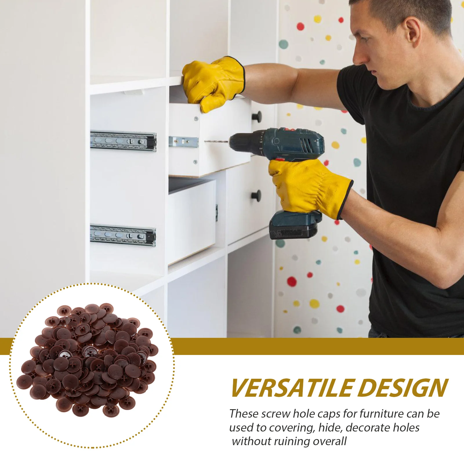 

1000 Pcs Eccentric Wheel Cover Screw Caps Covers Furniture Plastic Cabinet Replacement Hole for Screws Pp