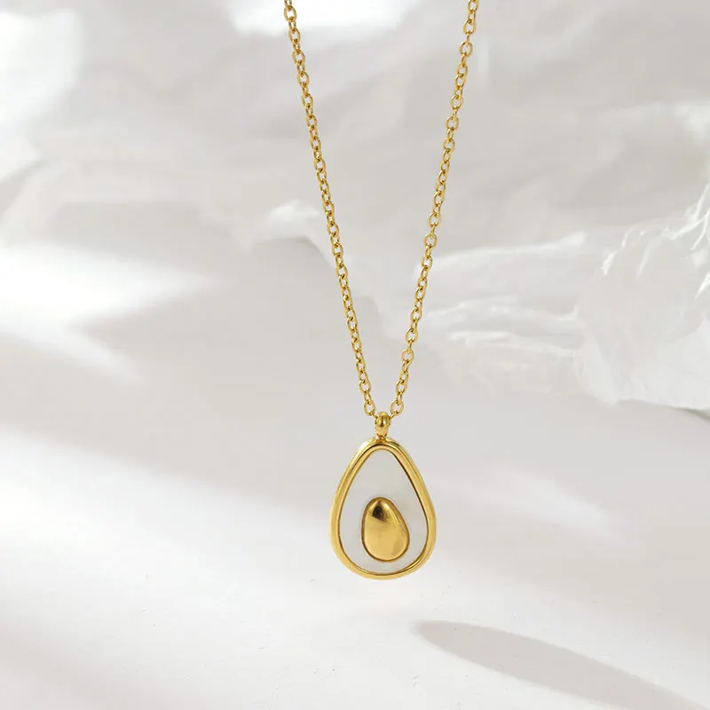 Golden Avocado Studs Stainless Steel Fruit Earrings for Women Natural Shell Fashion Charm Cute Jewelry Gift