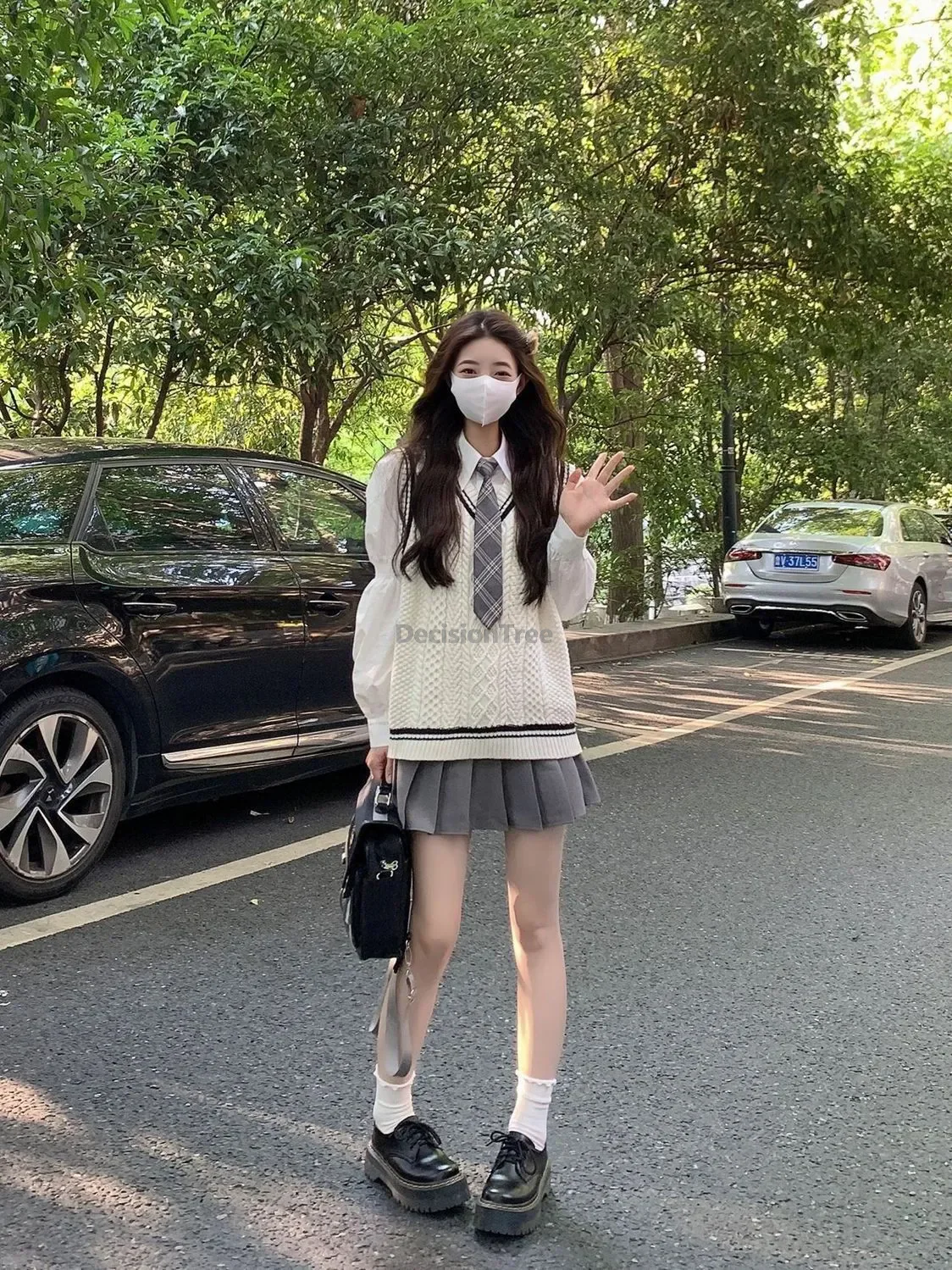 2025 set uniforme jk in stile accademia giapponese classico maglione lavorato a maglia con scollo a V camicia alla moda a maniche lunghe semplice gonna a pieghe versatile