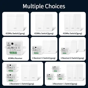 Remote control intelligent wireless switch, switch wall panel, mini relay receiver, LED light house, fan lamp, 433mhz, rf 86, 220v 8 Main Sales Wall Switch - №7